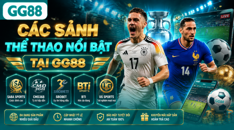 Các sảnh thể thao nổi bật tại GG88 Các sảnh thể thao nổi bật tại GG88